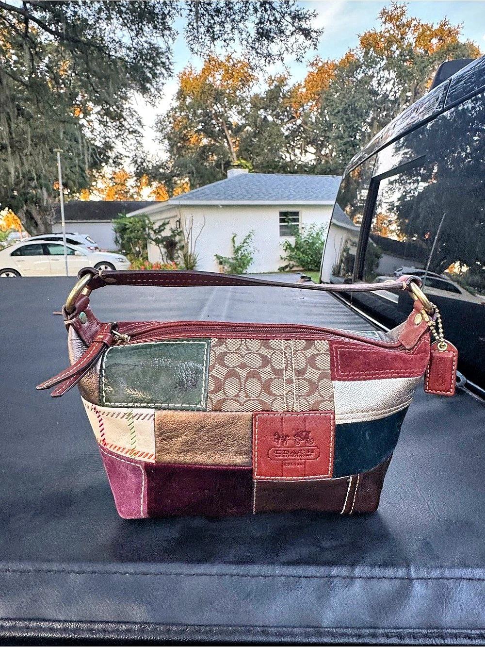 Coach Holiday Patchwork Demi Hobo Multicolor Shoulder Bag - Picture 10 of 16